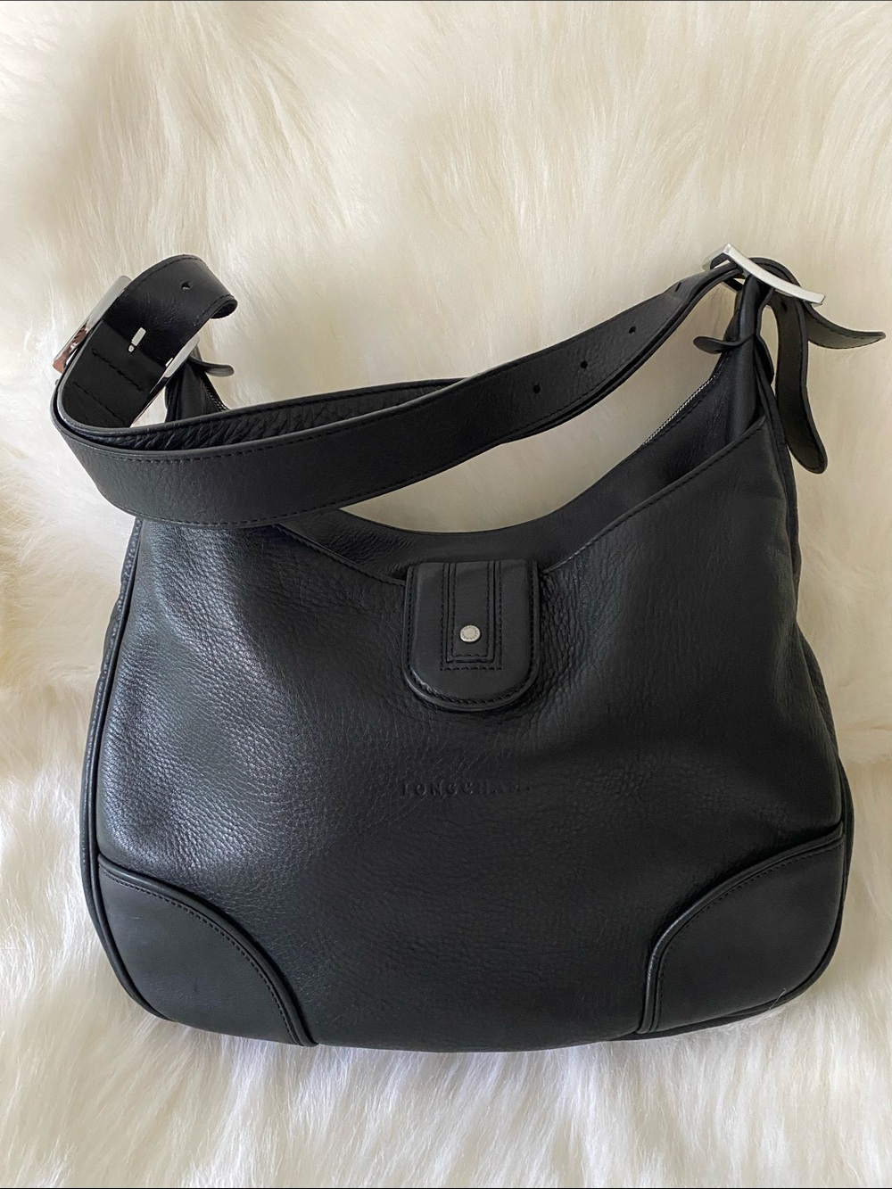 Longchamp Le Foulonné Hobo Bag in Classic Black